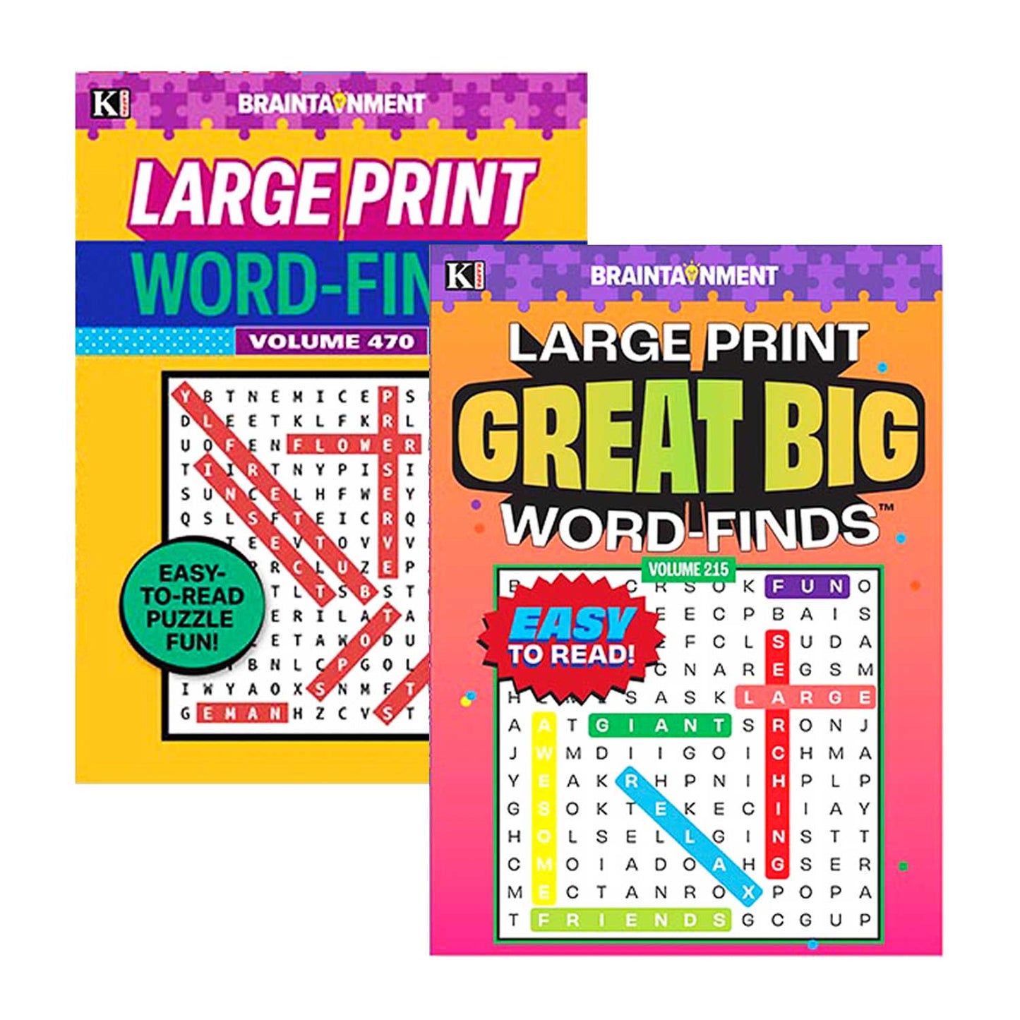 Omura Puzzles - Collection of 5 Variety Puzzle Books Including LARGE PRINT Great Big Word Finds & Companion Fill-Ins 10.75 x 7.75 Inches