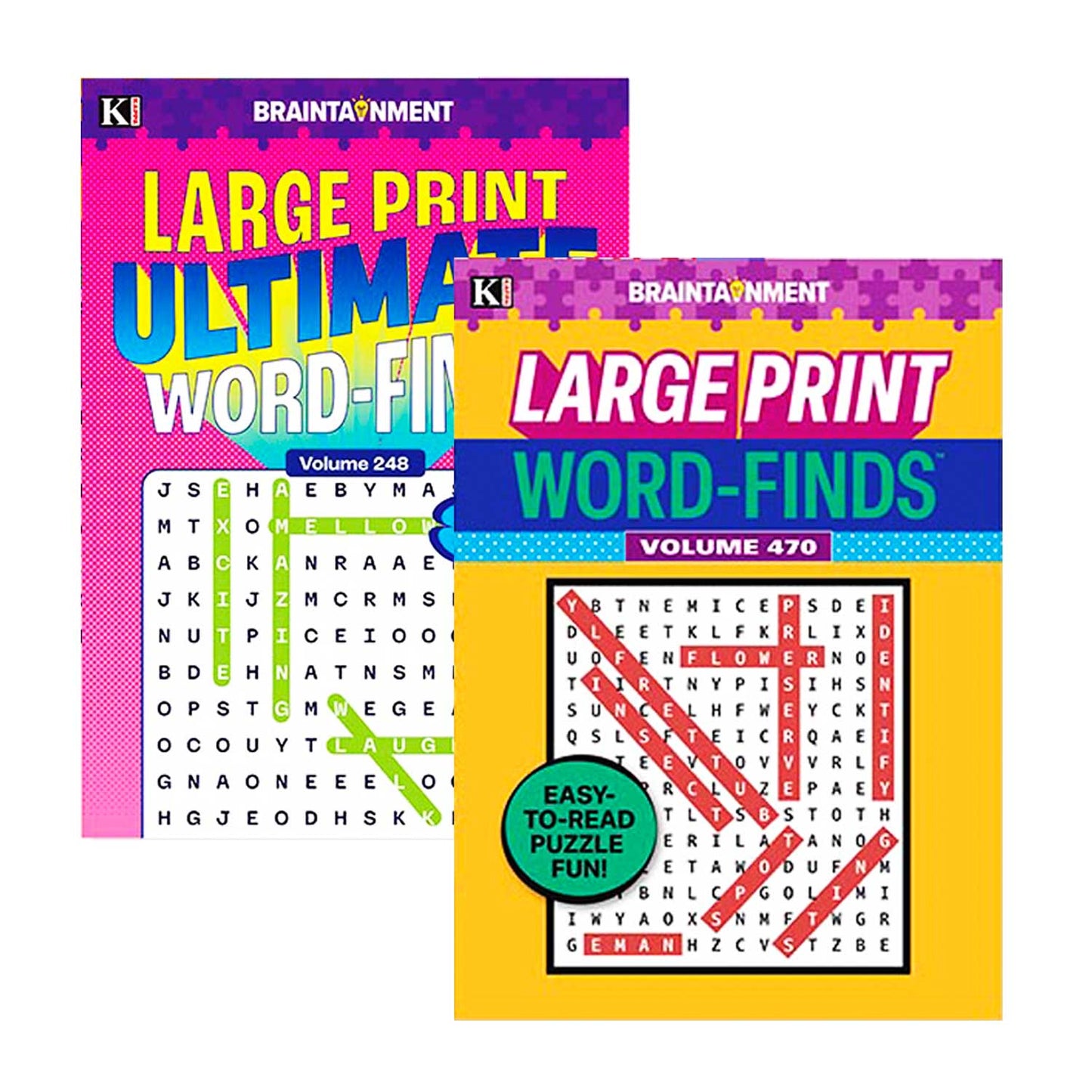 Omura Puzzles - Collection of 5 Variety Puzzle Books Including LARGE PRINT Great Big Word Finds & Companion Fill-Ins 10.75 x 7.75 Inches