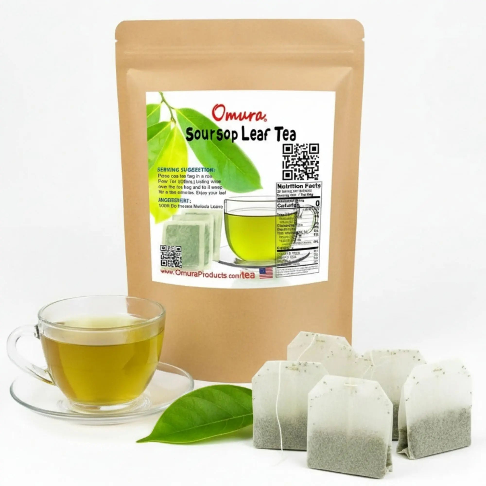 Soursop Leaf Tea Bags (Guanabana Tea) – Natural Graviola Herbal Tea | 25, 50 or 100 Tea Bags | Caffeine-Free Soursop Leaves Tea Omura Products