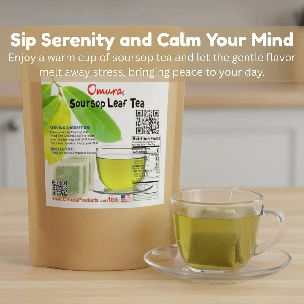 Soursop Leaf Tea Bags (Guanabana Tea) – Natural Graviola Herbal Tea | 25, 50 or 100 Tea Bags | Caffeine-Free Soursop Leaves Tea Omura Products
