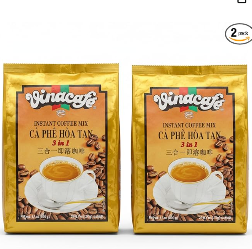 Vinacafe 3-in-1 Instant Coffee Packets ☕ | Authentic Vietnamese Medium Roast 🌏 | Sweet & Balanced Single-Serve Sachets (20 Count Bag)