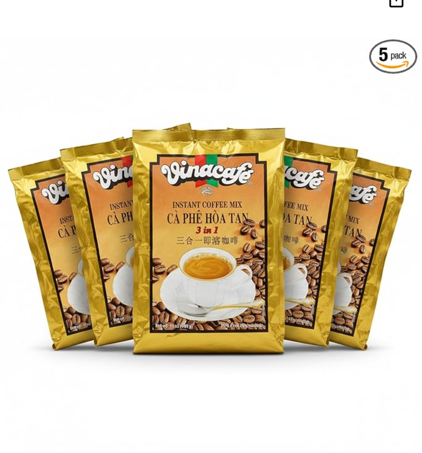 Vinacafe 3-in-1 Instant Coffee Packets ☕ | Authentic Vietnamese Medium Roast 🌏 | Sweet & Balanced Single-Serve Sachets (20 Count Bag)