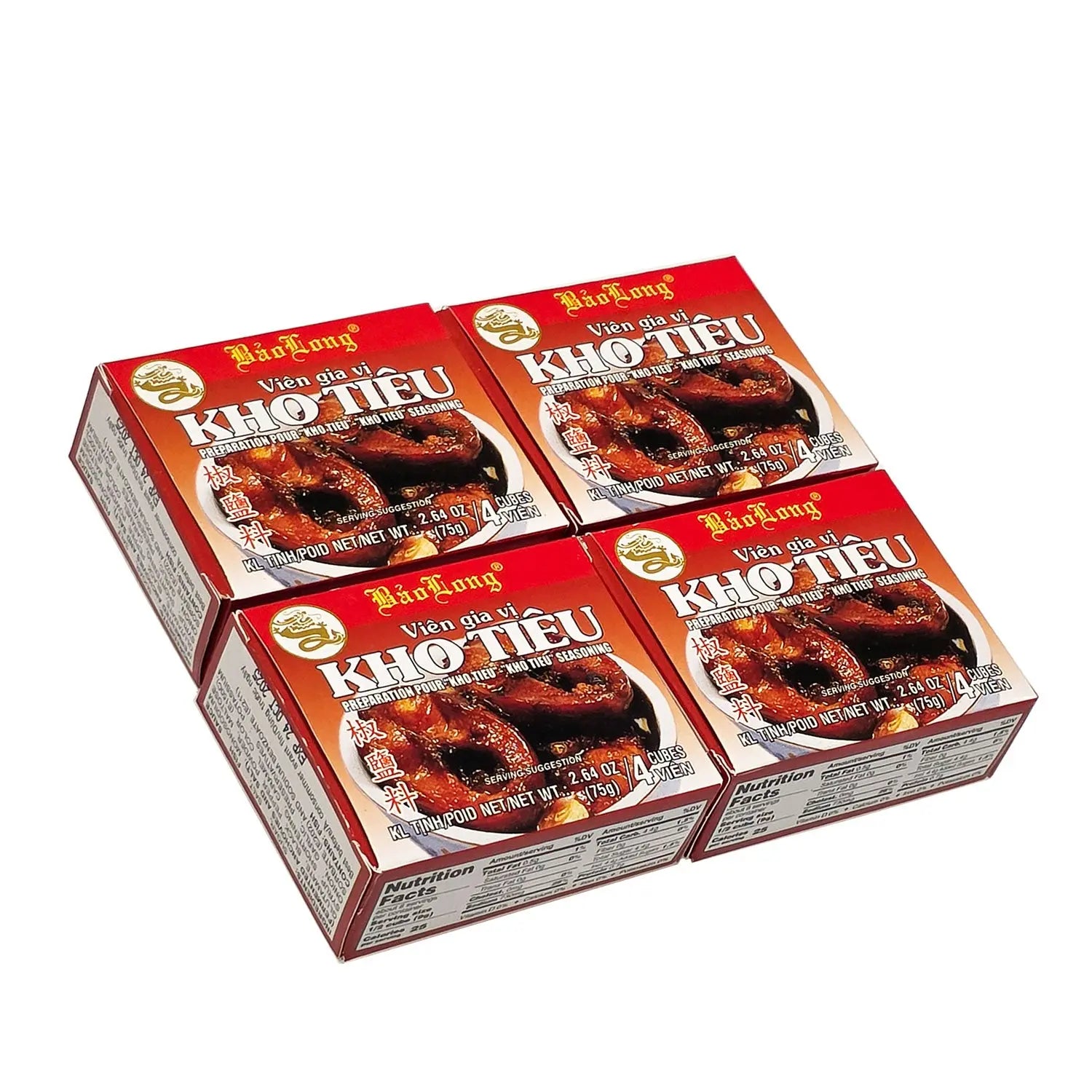 Bao Long KHO TIEU Spice Cubes, KHO TIEU Seasoning 4-ct | 4-Pack (16-Cubes) Omura Products