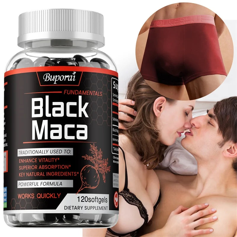 Black Maca Supplement 1000mg – Natural Energizer ⚡ Boost Performance, Vitality, Endurance & Hormone Balance | With BioPerine & Selenium | 120 Capsules
