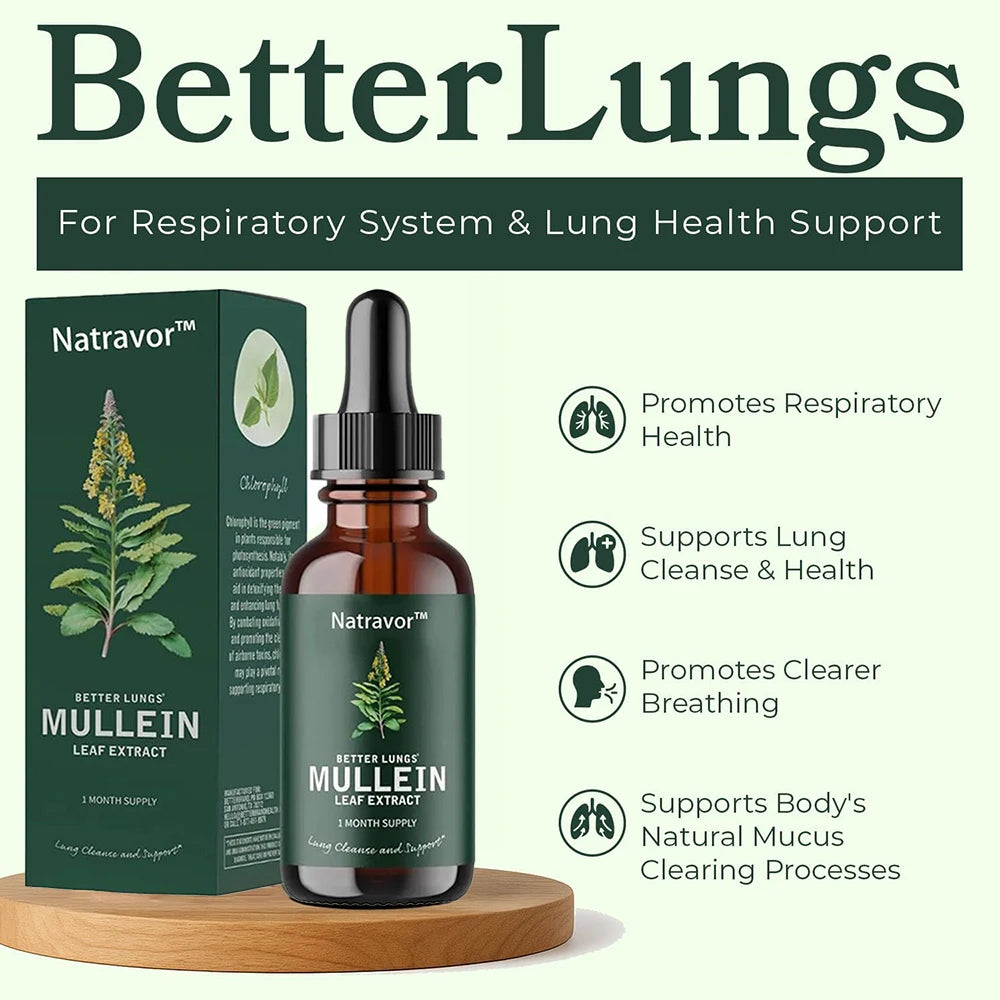 Mullein Drops for Lungs – Vegan Lung Cleanse & Respiratory Support 2 Fl Oz. (60mL)