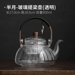 Dual-Purpose Glass Teapot for Steaming & Boiling – Heat-Resistant 1L Household Tea Maker Omura Products