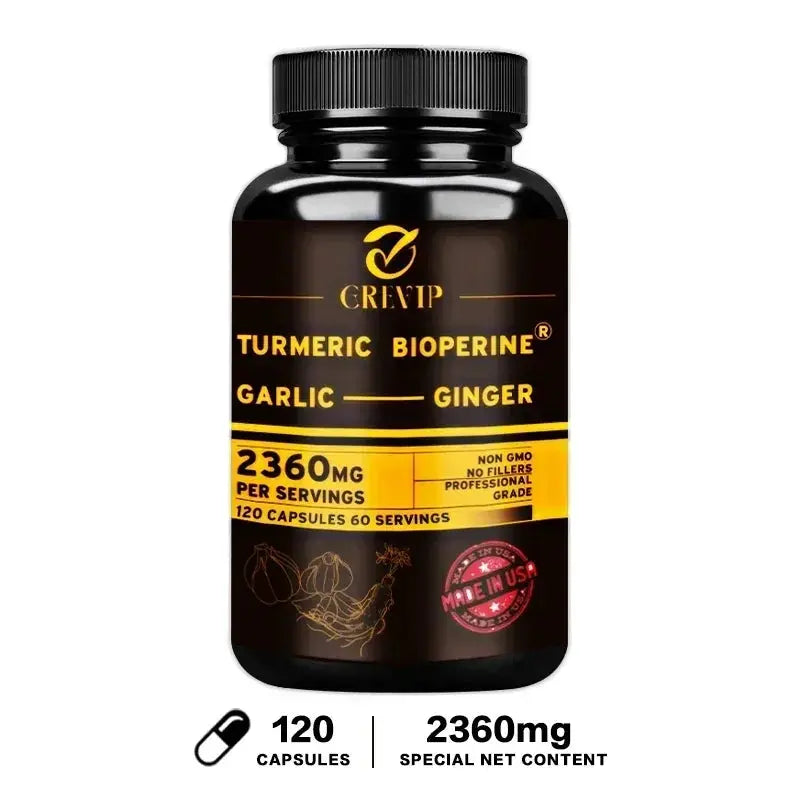 4‑in‑1 Turmeric Ginger Supplement with Garlic & Black Pepper – High‑Absorption Curcumin Capsules Omura Products