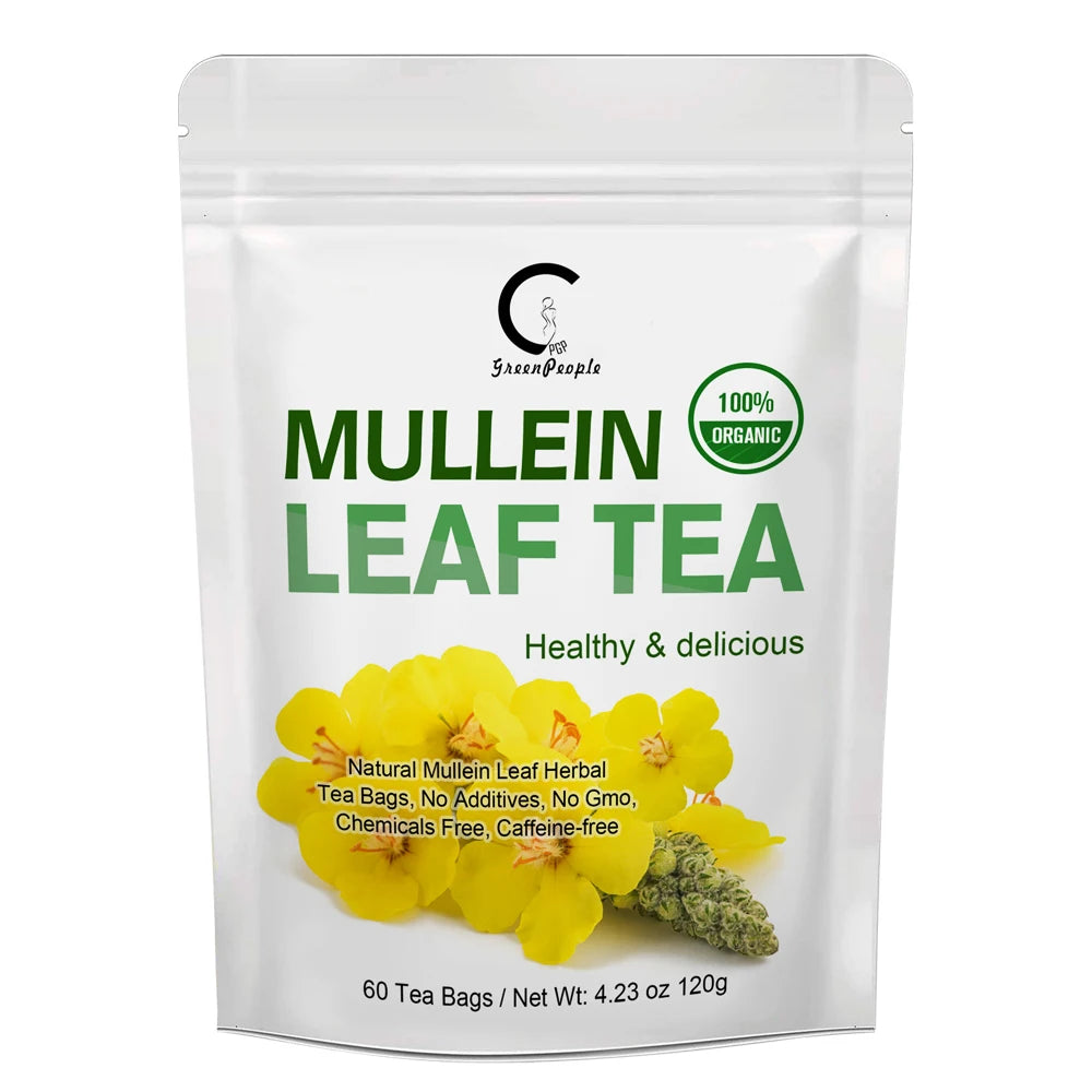 Herbal Mullein Leaf Tea | Lung Cleanse Support, Easy Breathing, Cough Relief & Detox | Natural Herbal Drink | 28 or 60 Tea Bags Omura Products