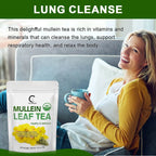 Herbal Mullein Leaf Tea | Lung Cleanse Support, Easy Breathing, Cough Relief & Detox | Natural Herbal Drink | 28 or 60 Tea Bags Omura Products