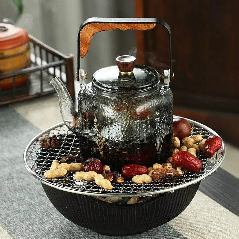 Dual-Purpose Glass Teapot for Steaming & Boiling – Heat-Resistant 1L Household Tea Maker Omura Products