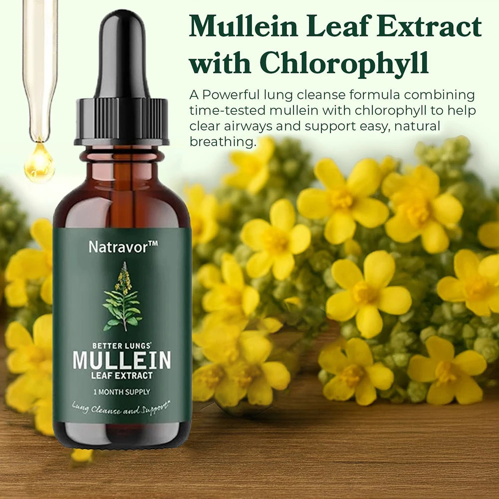 Mullein Drops for Lungs – Vegan Lung Cleanse & Respiratory Support 2 Fl Oz. (60mL)
