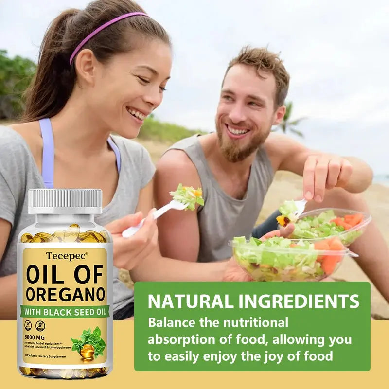 Oil of Oregano + Black Seed Oil Capsules 20:1 Extract – Immune & Digestive Support (6000mg + 200mg) Omura Products