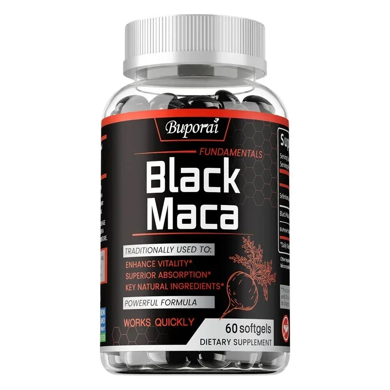 Black Maca Supplement 1000mg – Natural Energizer ⚡ Boost Performance, Vitality, Endurance & Hormone Balance | With BioPerine & Selenium | 120 Capsules