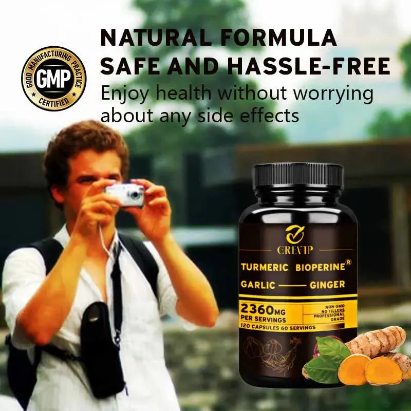 4‑in‑1 Turmeric Ginger Supplement with Garlic & Black Pepper – High‑Absorption Curcumin Capsules Omura Products