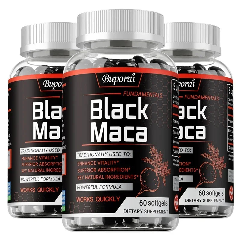 Black Maca Supplement 1000mg – Natural Energizer ⚡ Boost Performance, Vitality, Endurance & Hormone Balance | With BioPerine & Selenium | 120 Capsules
