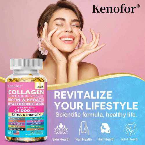 14‑in‑1 Collagen Capsules with Biotin & Keratin | Skin, Hair & Nail Support Omura Products
