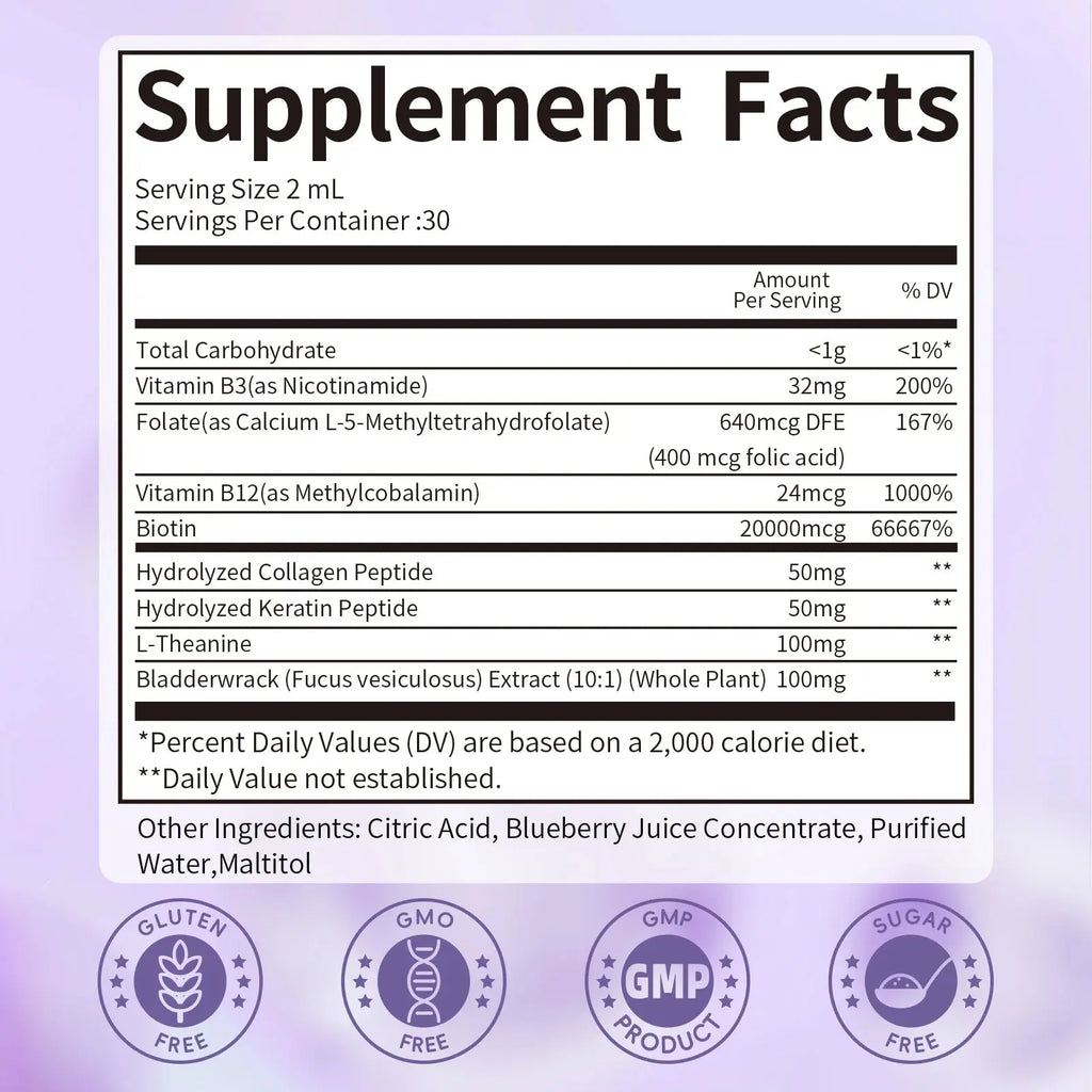 Biotin Drops High Potency Liquid Vitamin for Hair Growth, Skin & Nail Support – Sugar‑Free, Non‑GMO – 2 fl oz Omura Products
