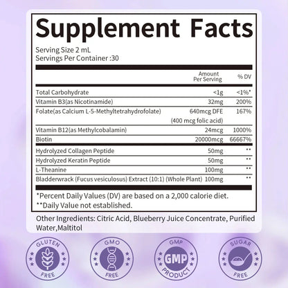 Biotin Drops High Potency Liquid Vitamin for Hair Growth, Skin & Nail Support – Sugar‑Free, Non‑GMO – 2 fl oz Omura Products