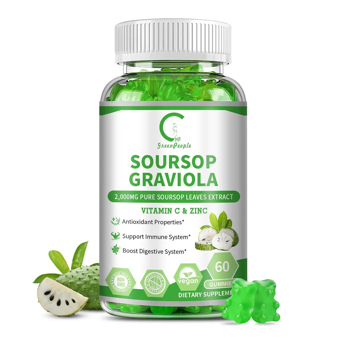 Soursop Gummies – Immunity, Digestion & Skin Health Support | Vegan, Sugar‑Free | 60 Gummies Omura Products