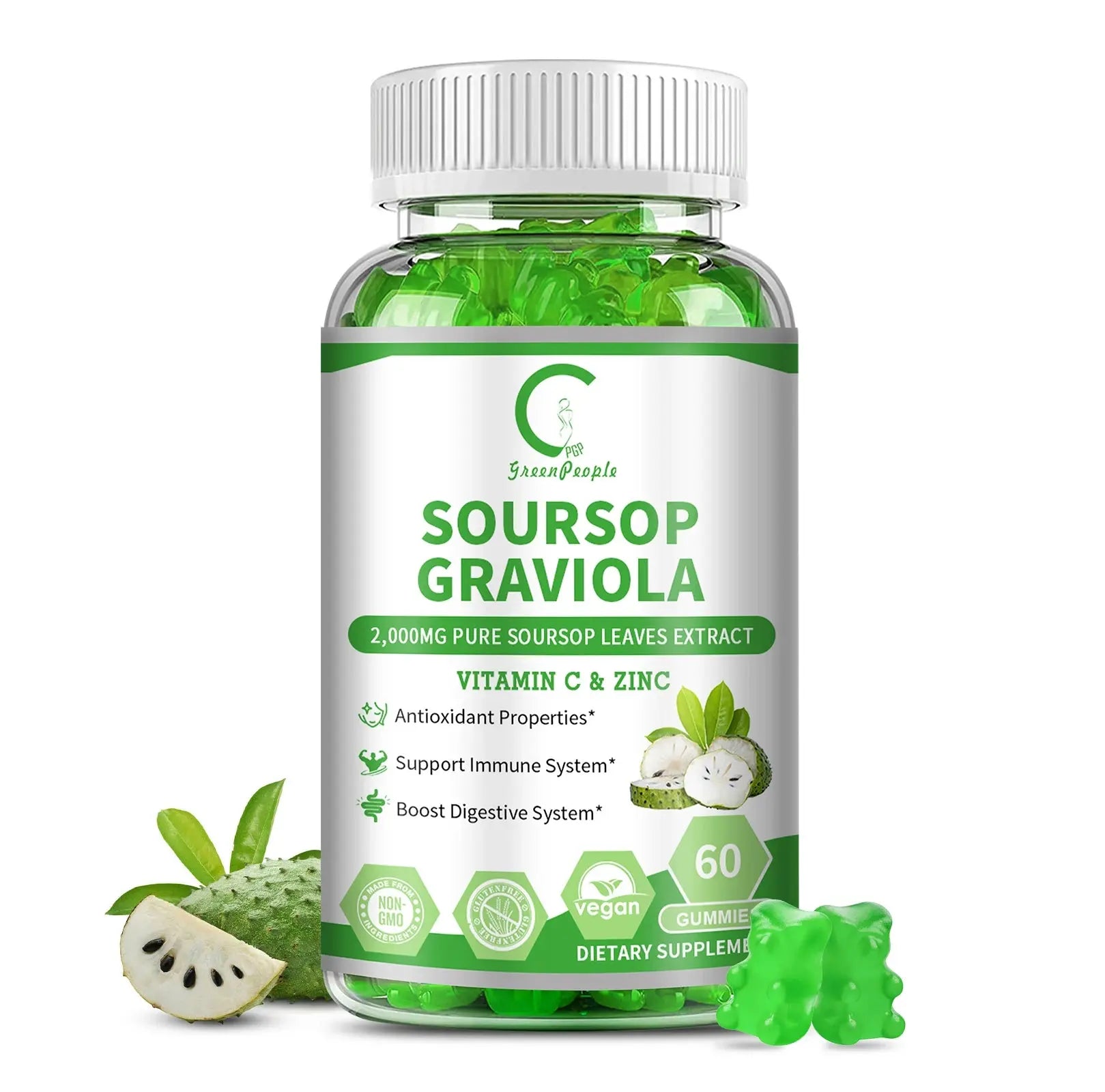 Soursop Gummies – Immunity, Digestion & Skin Health Support | Vegan, Sugar‑Free | 60 Gummies Omura Products