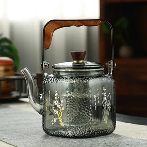 Dual-Purpose Glass Teapot for Steaming & Boiling – Heat-Resistant 1L Household Tea Maker Omura Products