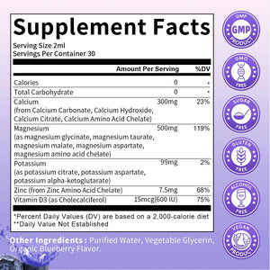 Potassium Magnesium Liquid Supplement 2 Fl oz – High‑Absorption Magnesium Complex with Potassium 99mg, Calcium, Vitamin D3 & Zinc Omura Products