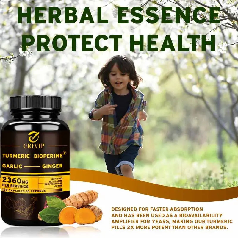 4‑in‑1 Turmeric Ginger Supplement with Garlic & Black Pepper – High‑Absorption Curcumin Capsules Omura Products