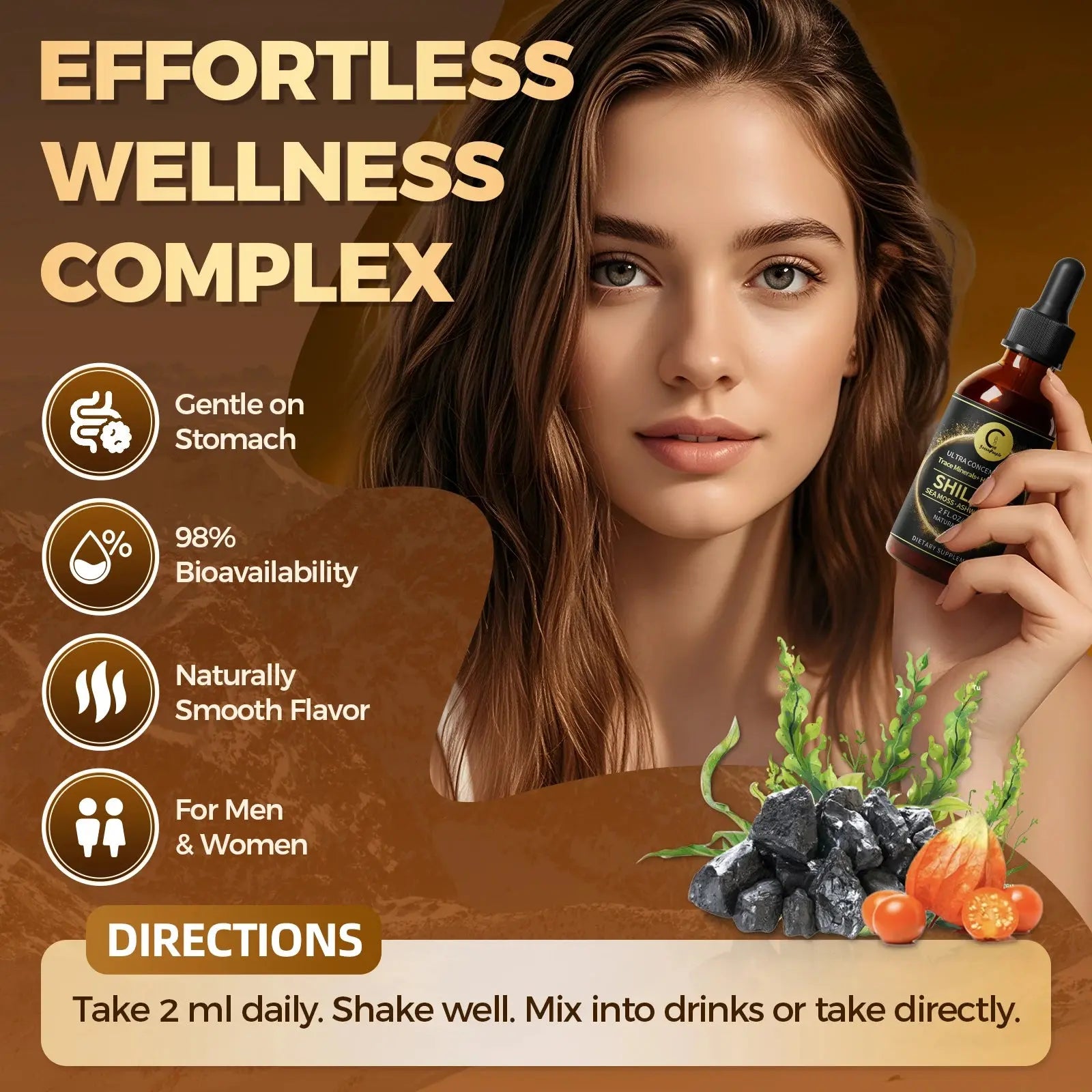 🌿 Shilajit Liquid Drops with Sea Moss, Ashwagandha, Maca & Moringa | Trace Minerals + Herbal Fusion | 60ML Natural Energy & Wellness Support Omura Products