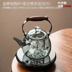 Small Glass Kettle Tea Set with Steaming Teapot and Electric Clay Stove Omura Products