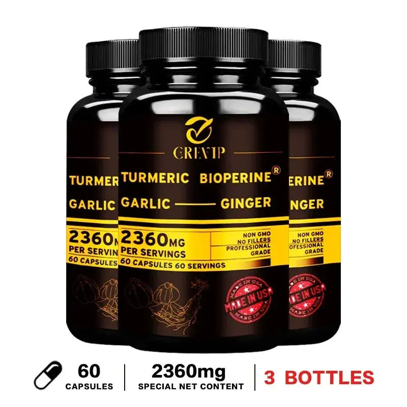 4‑in‑1 Turmeric Ginger Supplement with Garlic & Black Pepper – High‑Absorption Curcumin Capsules Omura Products