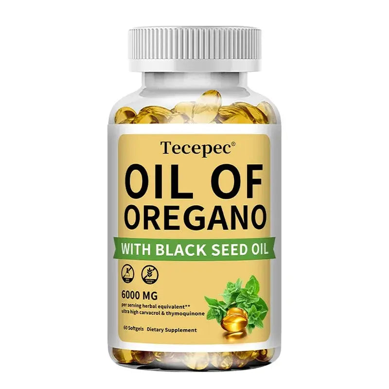 Oil of Oregano + Black Seed Oil Capsules 20:1 Extract – Immune & Digestive Support (6000mg + 200mg) Omura Products