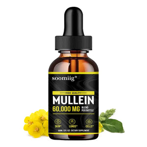 Soomiig Mullein supplement bottle with dropper on a white background