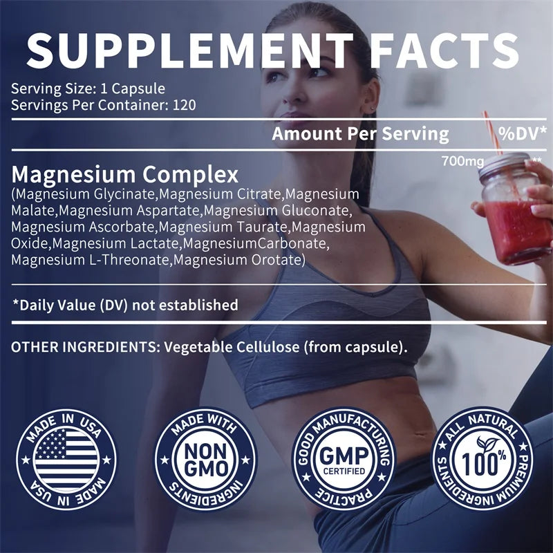 Magnesium Complex Capsules – Highly Absorbable Magnesium Blend for Bone, Muscle & Relaxation Support