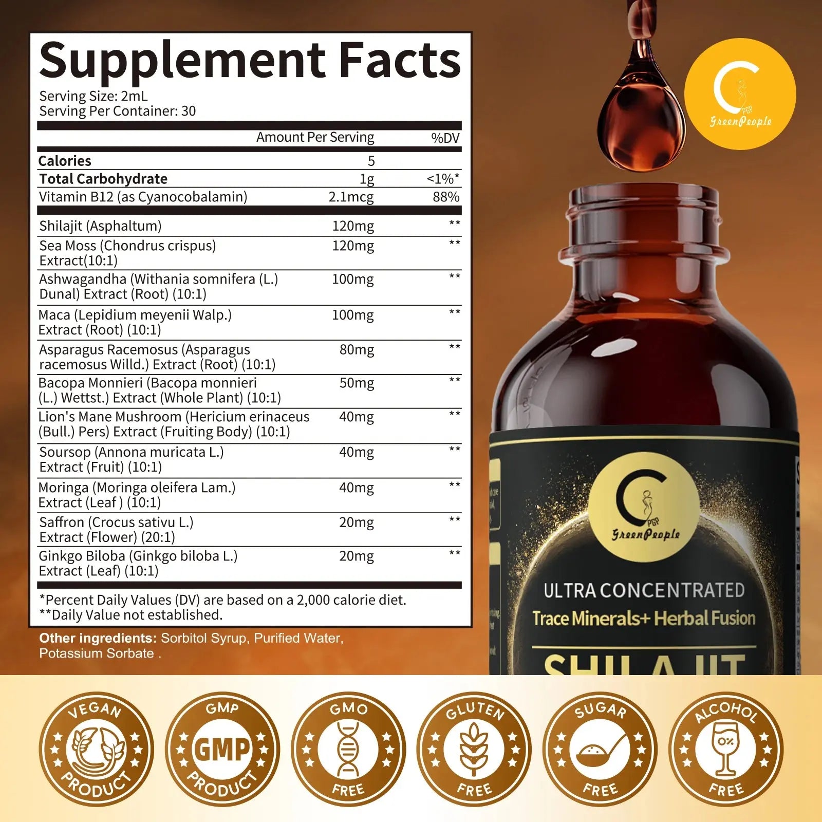🌿 Shilajit Liquid Drops with Sea Moss, Ashwagandha, Maca & Moringa | Trace Minerals + Herbal Fusion | 60ML Natural Energy & Wellness Support Omura Products