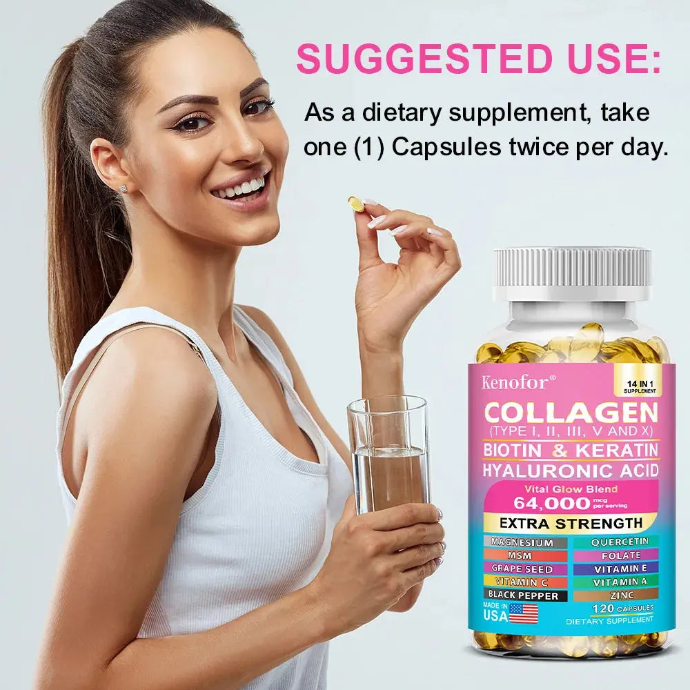 14‑in‑1 Collagen Capsules with Biotin & Keratin | Skin, Hair & Nail Support Omura Products
