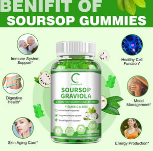 Soursop Gummies – Immunity, Digestion & Skin Health Support | Vegan, Sugar‑Free | 60 Gummies Omura Products