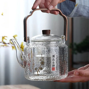 Dual-Purpose Glass Teapot for Steaming & Boiling – Heat-Resistant 1L Household Tea Maker Omura Products