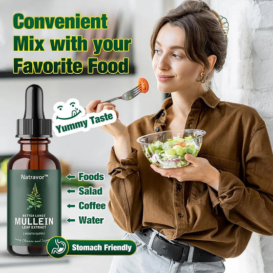 Mullein Drops for Lungs – Vegan Lung Cleanse & Respiratory Support 2 Fl Oz. (60mL)