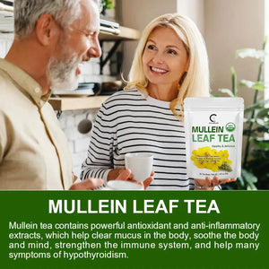 Herbal Mullein Leaf Tea | Lung Cleanse Support, Easy Breathing, Cough Relief & Detox | Natural Herbal Drink | 28 or 60 Tea Bags Omura Products