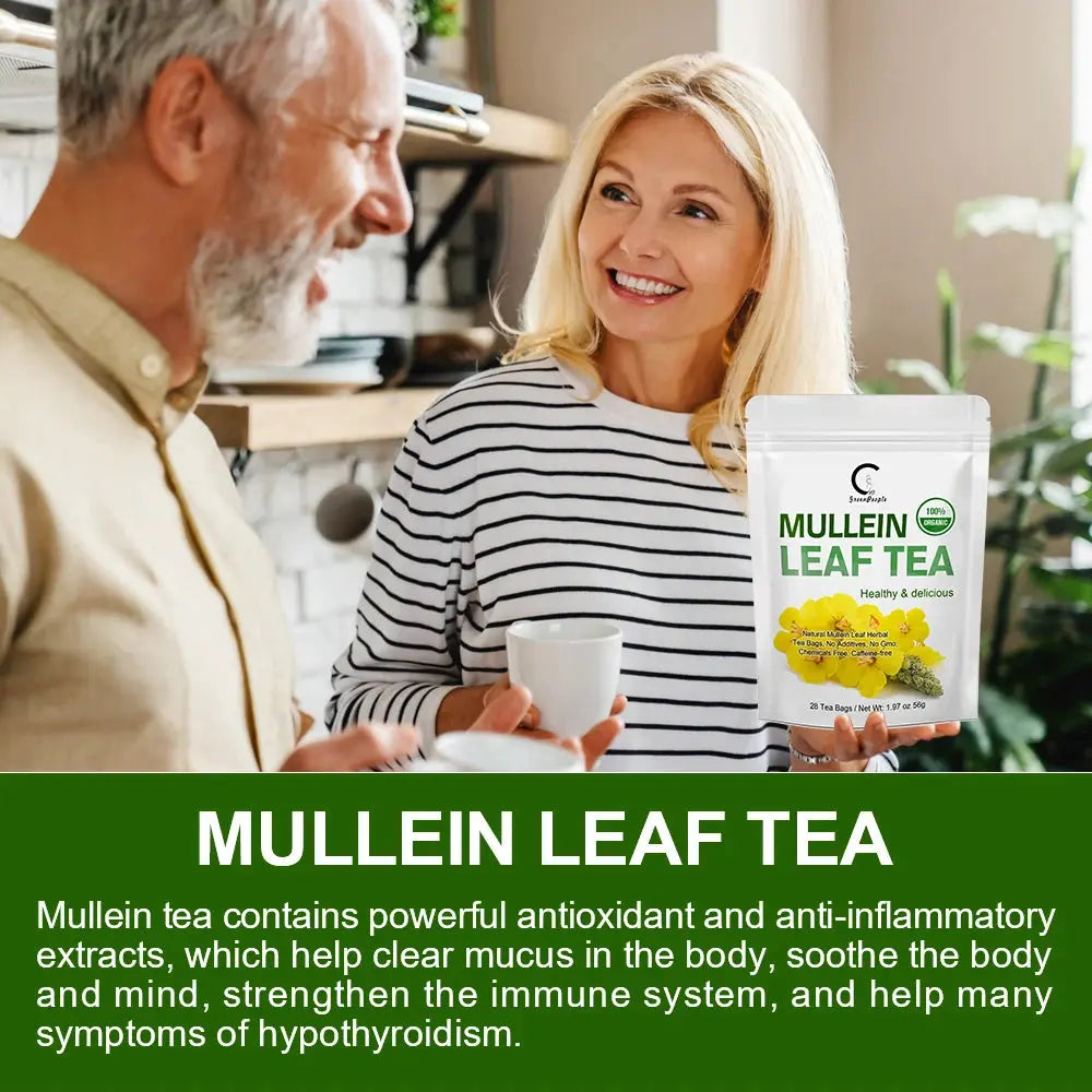 Herbal Mullein Leaf Tea | Lung Cleanse Support, Easy Breathing, Cough Relief & Detox | Natural Herbal Drink | 28 or 60 Tea Bags Omura Products