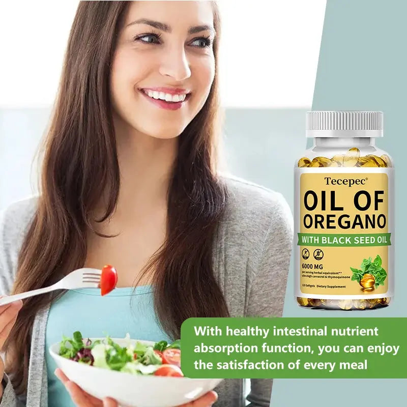 Oil of Oregano + Black Seed Oil Capsules 20:1 Extract – Immune & Digestive Support (6000mg + 200mg) Omura Products