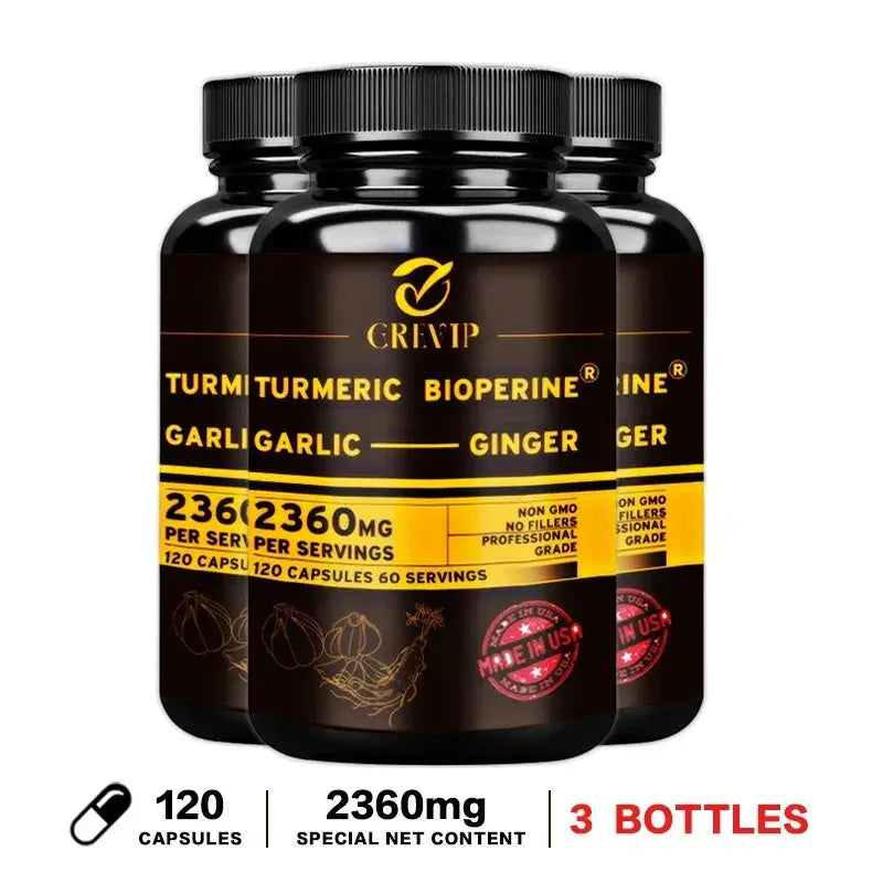4‑in‑1 Turmeric Ginger Supplement with Garlic & Black Pepper – High‑Absorption Curcumin Capsules Omura Products