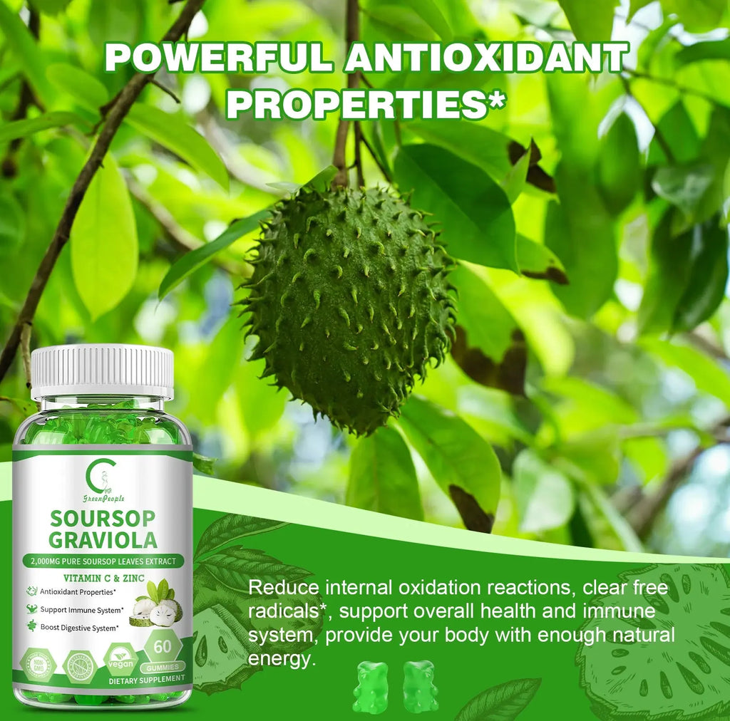 Soursop Gummies – Immunity, Digestion & Skin Health Support | Vegan, Sugar‑Free | 60 Gummies Omura Products