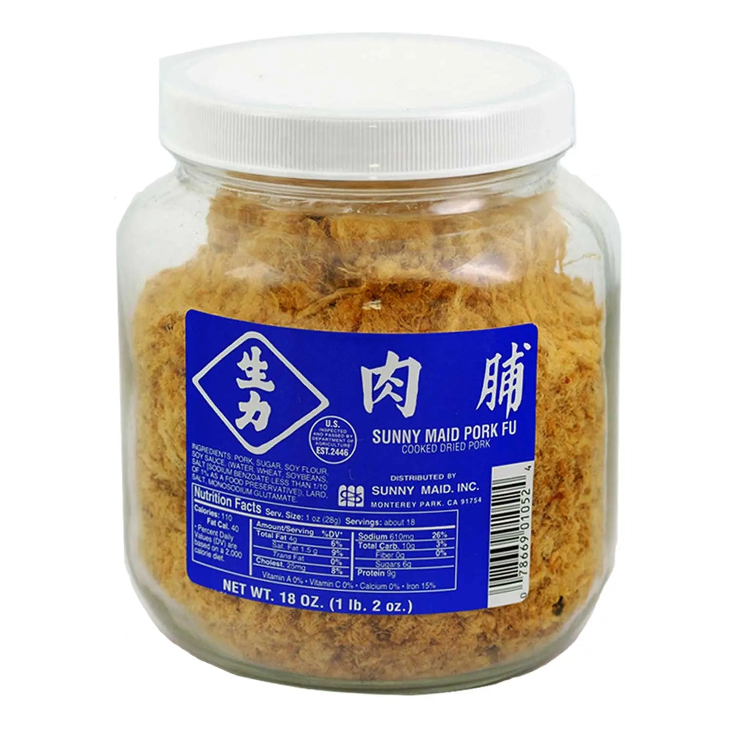 Premium Dried Shredded Pork FU 🍯 Pork SUNG 🍖 | Long & Stringy Fibers | 18oz Glass Jar Omura Products