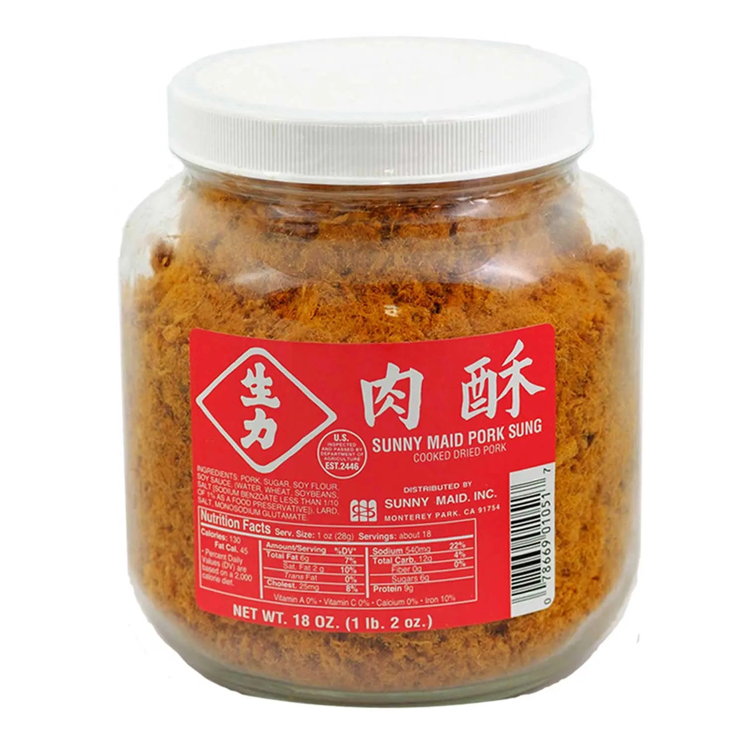 Premium Dried Shredded Pork FU 🍯 Pork SUNG 🍖 | Long & Stringy Fibers | 18oz Glass Jar Omura Products