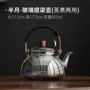 Small Glass Kettle Tea Set with Steaming Teapot and Electric Clay Stove Omura Products