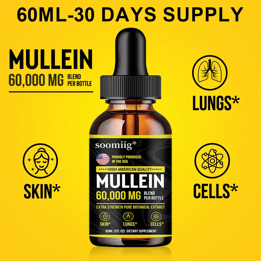 🌿Organic Mullein Leaf Drops – Lung Cleanse, Immune Support & Respiratory Wellness | 2 fl oz Herbal Tincture