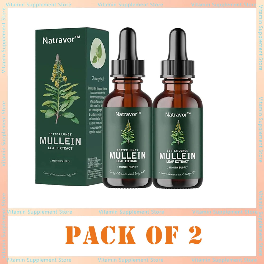 Mullein Drops for Lungs – Vegan Lung Cleanse & Respiratory Support 2 Fl Oz. (60mL)