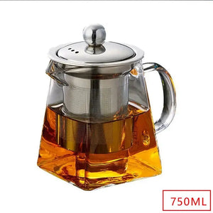 Heat-Resistant Borosilicate Glass Teapot with Stainless Steel Infuser – Loose Leaf Tea & Coffee Brewer Omura Products