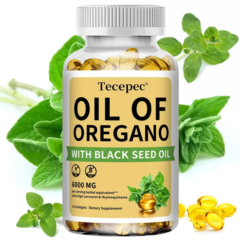 Oil of Oregano + Black Seed Oil Capsules 20:1 Extract – Immune & Digestive Support (6000mg + 200mg) Omura Products